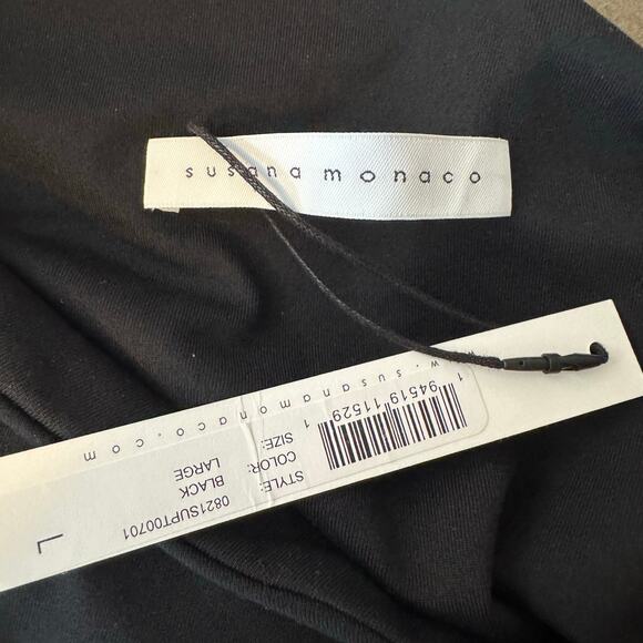 Susana Monaco One Shoulder Crop Top - Black NWT Size Large - Picture 7 of 7